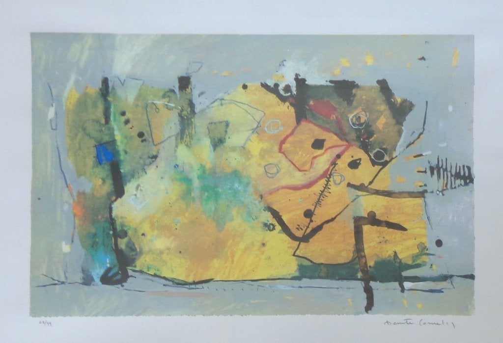BENITI CORNELIS / ABSTRACTIE / KLEURZEEFDRUK / 71x90cm KADER, Avec verre, Enlèvement, Abstrait, Sérigraphie