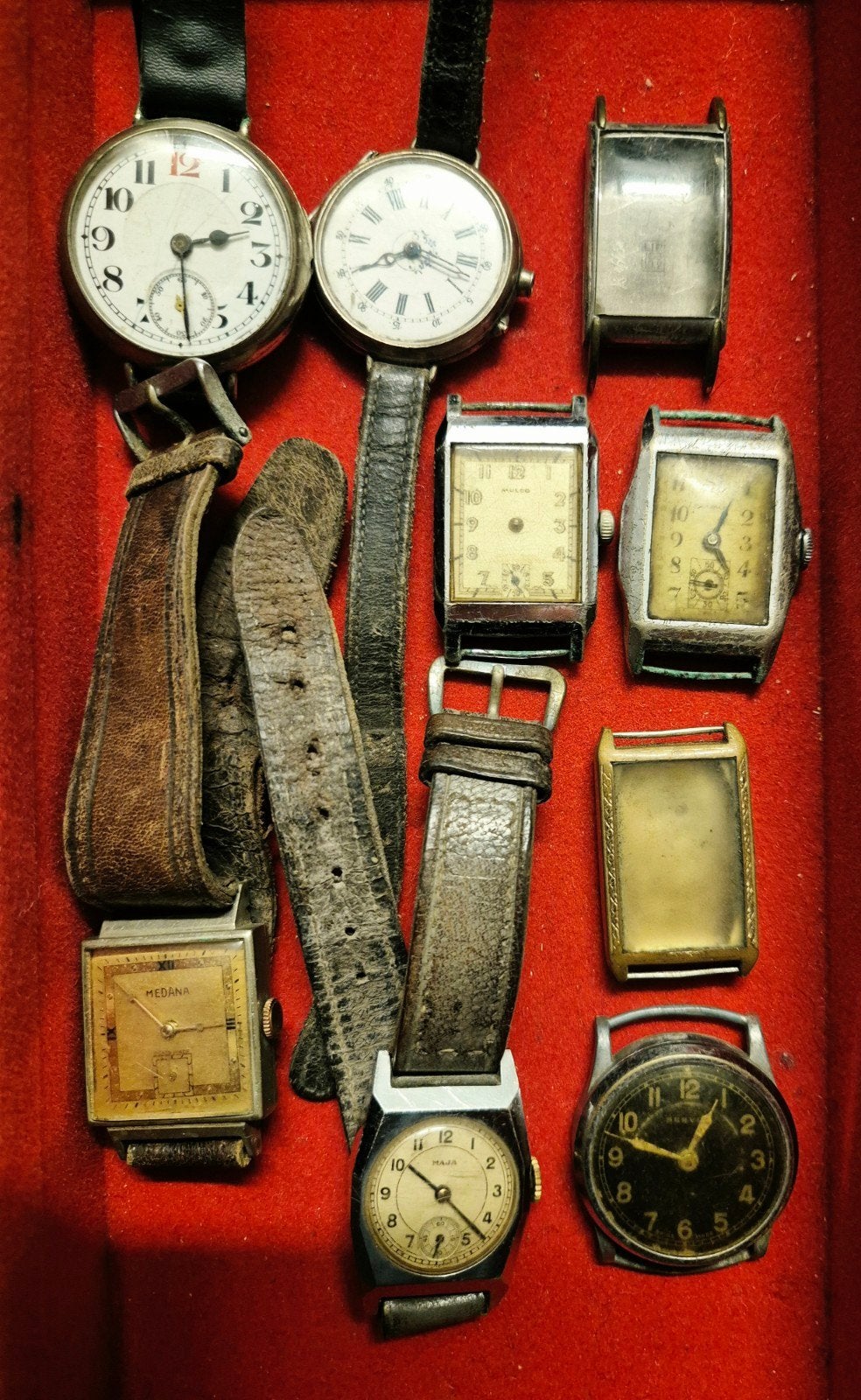 Lot antieke en vintage polshorloges WOI, Art Deco, jaren '30, Overige merken, Staal, Verzenden, 1900 tot 1930