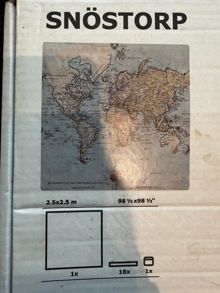 Grande toile murale Carte mondiale 2,5m sur 2,5m snostorp, Enlèvement ou Envoi, Neuf, Design graphique