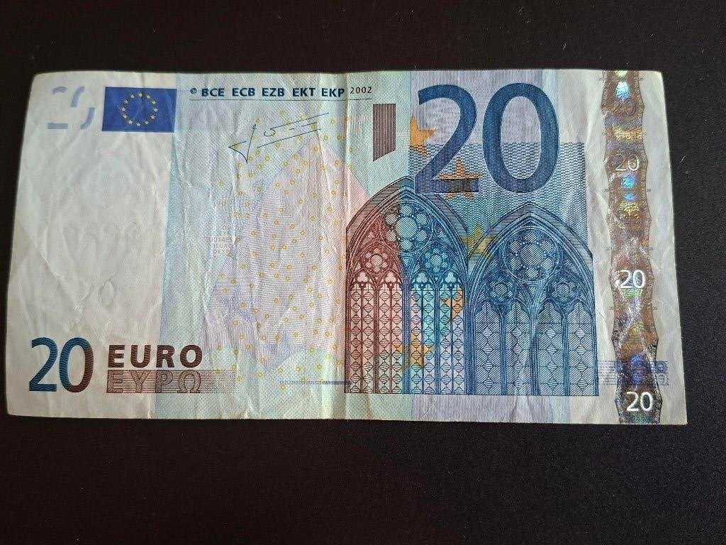 2002 Portugal 20 euro oude serie Trichet code U014, Postzegels en Munten, Bankbiljetten | Europa | Eurobiljetten, Verzenden, Portugal