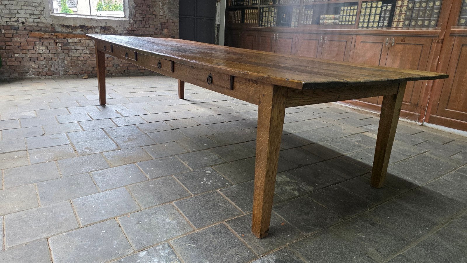 Authentieke antieke Franse eiken boerentafel 335 cm, Huis en Inrichting, Tafels | Eettafels, Ophalen of Verzenden