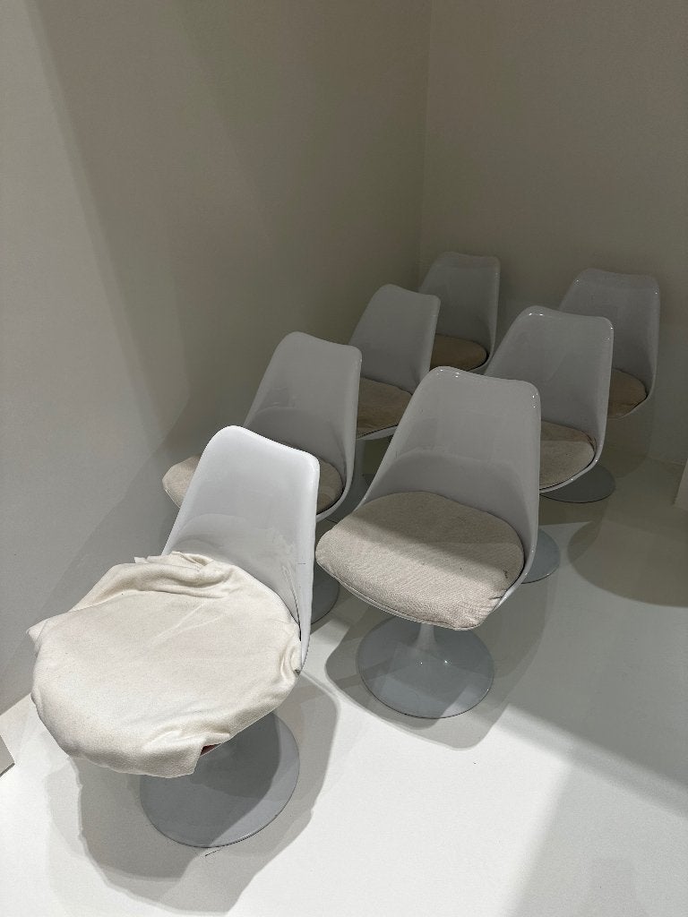 Lot de 7 chaises Tulipe (imitation Knoll), Ophalen, Gebruikt, Wit, Design