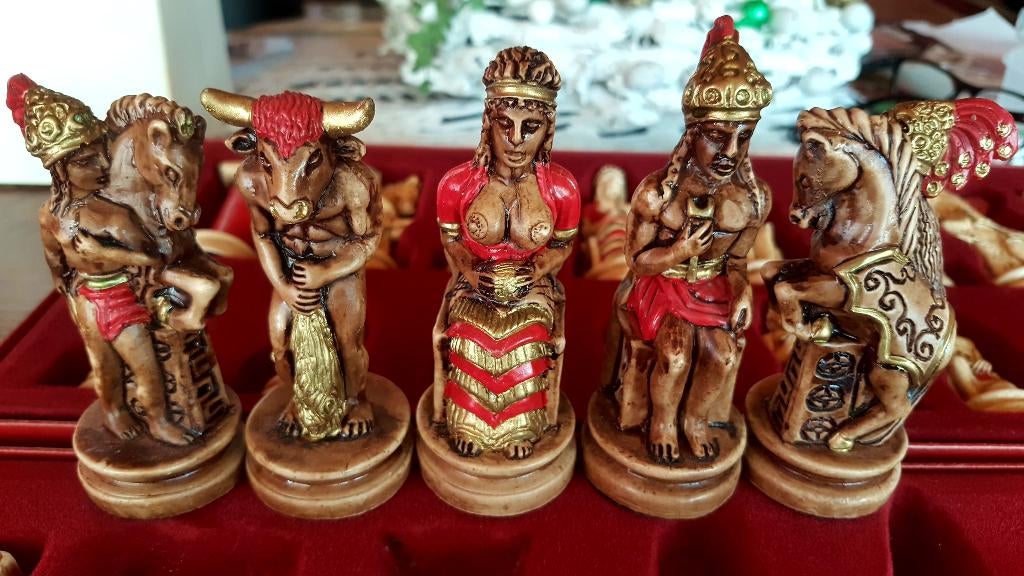 Unieke Vintage Griekse Schaakstukken set (AP.MA O.E.), Antiek en Kunst, Ophalen