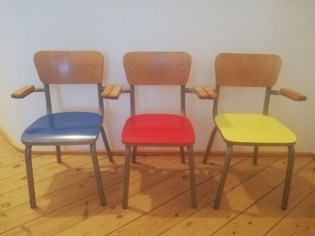 Chaises d'école TUBAX, Vintage, Enlèvement, Bois, Bleu