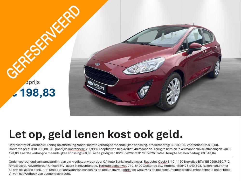 Ford Fiesta 1.0i EcoBoost 74kW Business Class, Stof, Gebruikt, 580 kg, Bedrijf