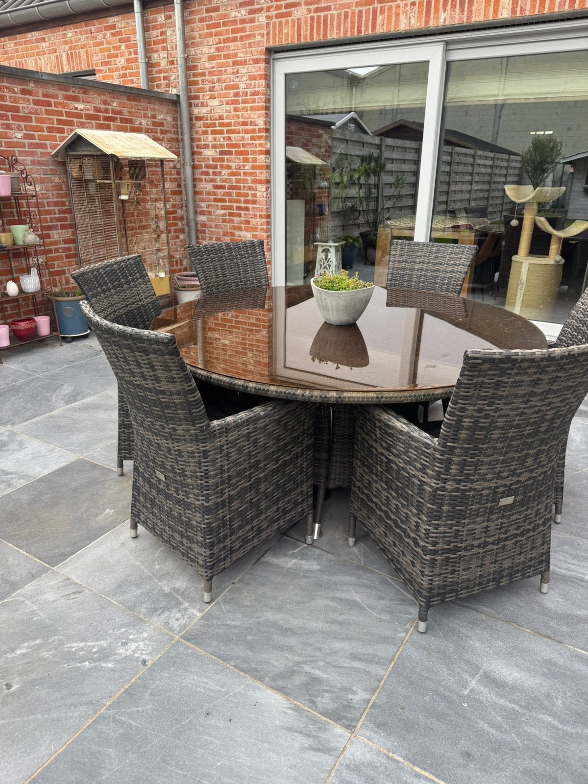 Tuinset, Tuin en Terras, Ophalen, Kunststof, Gebruikt, 6 zitplaatsen