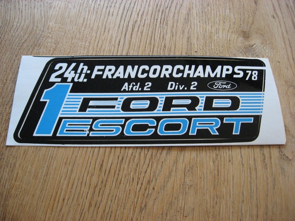 Vintage Sticker 1 Ford Escort 24 h/u Francorchamps 78, Ophalen, Nieuw, Auto of Motor