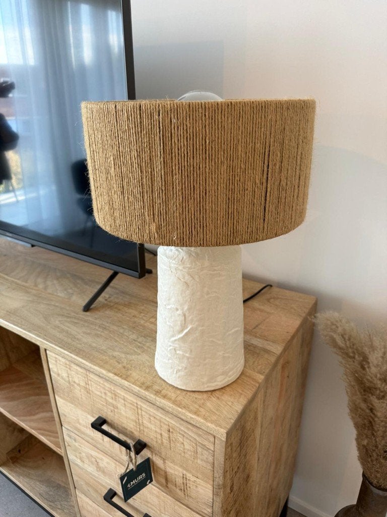 Paire de lampes à poser style bohème / naturel, Blanc, Enlèvement, Neuf, Scandinave