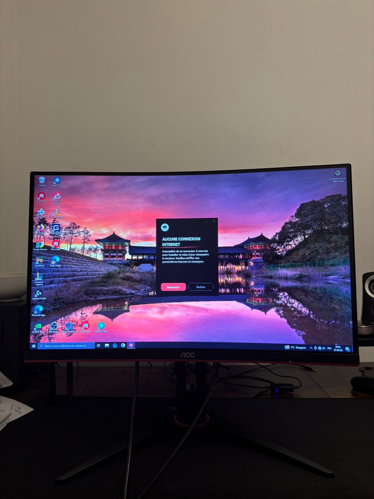 AOC 144hz 1ms 24" incurvé Full HD 1920x1080, Informatique & Logiciels, Moniteurs, Gaming, HD, Comme neuf, Enlèvement