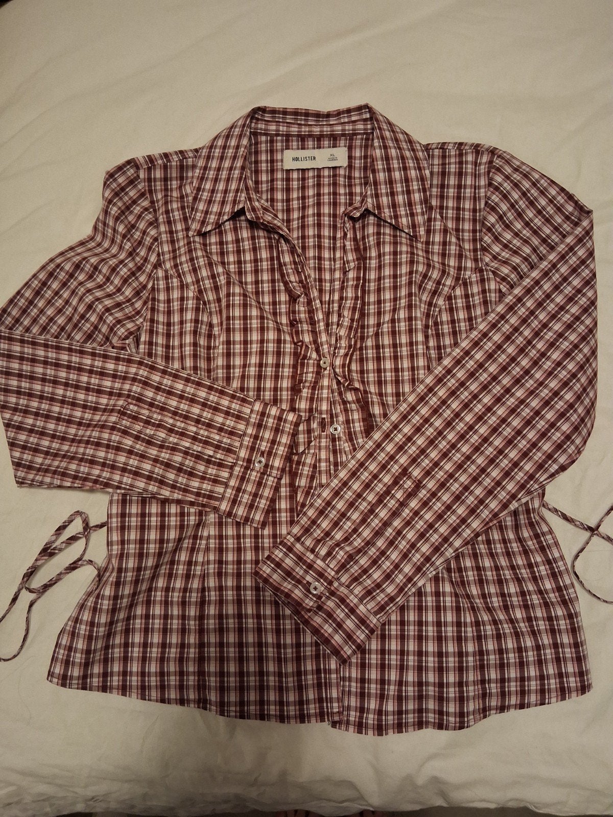 Blous Hollister maat xl.,geruit rood., Kleding | Dames, Ophalen, Maat 46/48 (XL) of groter, Zo goed als nieuw, Rood