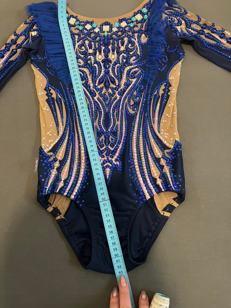 Maillot de gymnastique rythmique, Sports & Fitness, Gymnastique, Enlèvement ou Envoi, Comme neuf, Bleu, Maillot de gymnastique