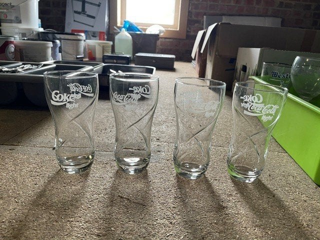 4 cola light glazen, Enlèvement, Comme neuf, Verre à soda