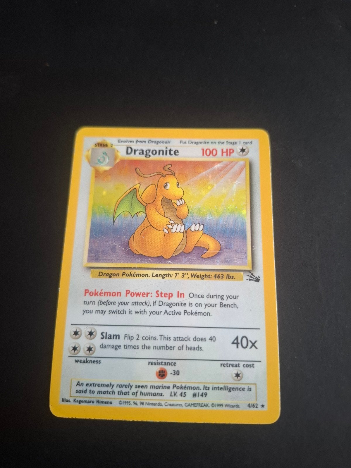 Ensemble de fossiles Holo Pokémon Dragonite 4/62 - Carte vin, Enlèvement ou Envoi