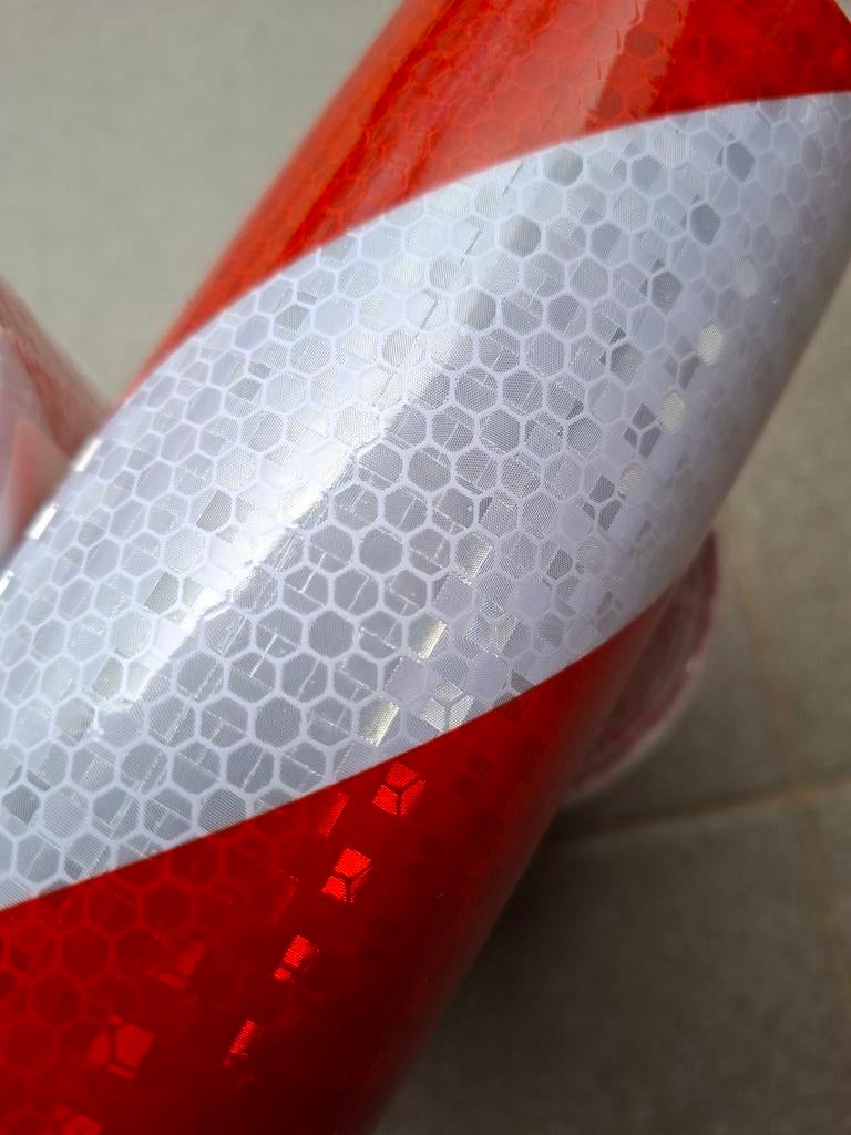 Reflecterende witt rood plakband, Handtassen en Accessoires, Ringen, Ophalen, Rood