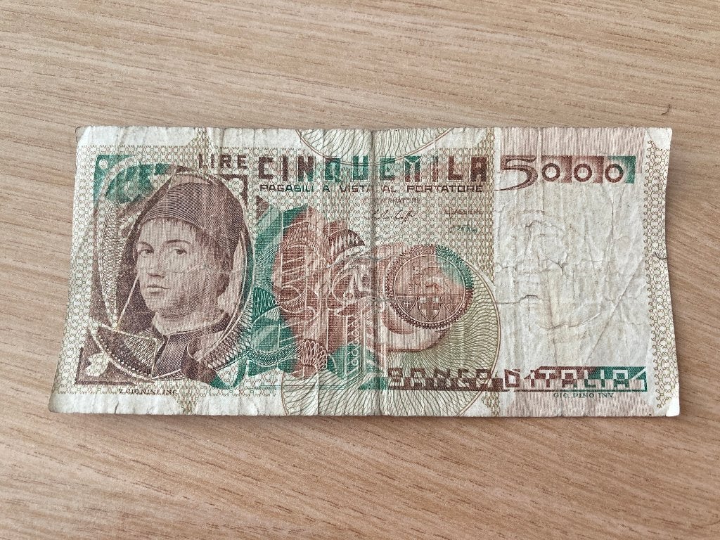 Vintage Italiaans bankbiljet - 5000 Lire Banca d’Italia, Postzegels en Munten, Ophalen of Verzenden, Italië, Los biljet