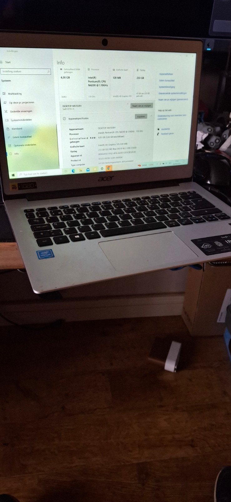 laptop acer swift 15 inch, Informatique & Logiciels, Enlèvement, 15 pouces