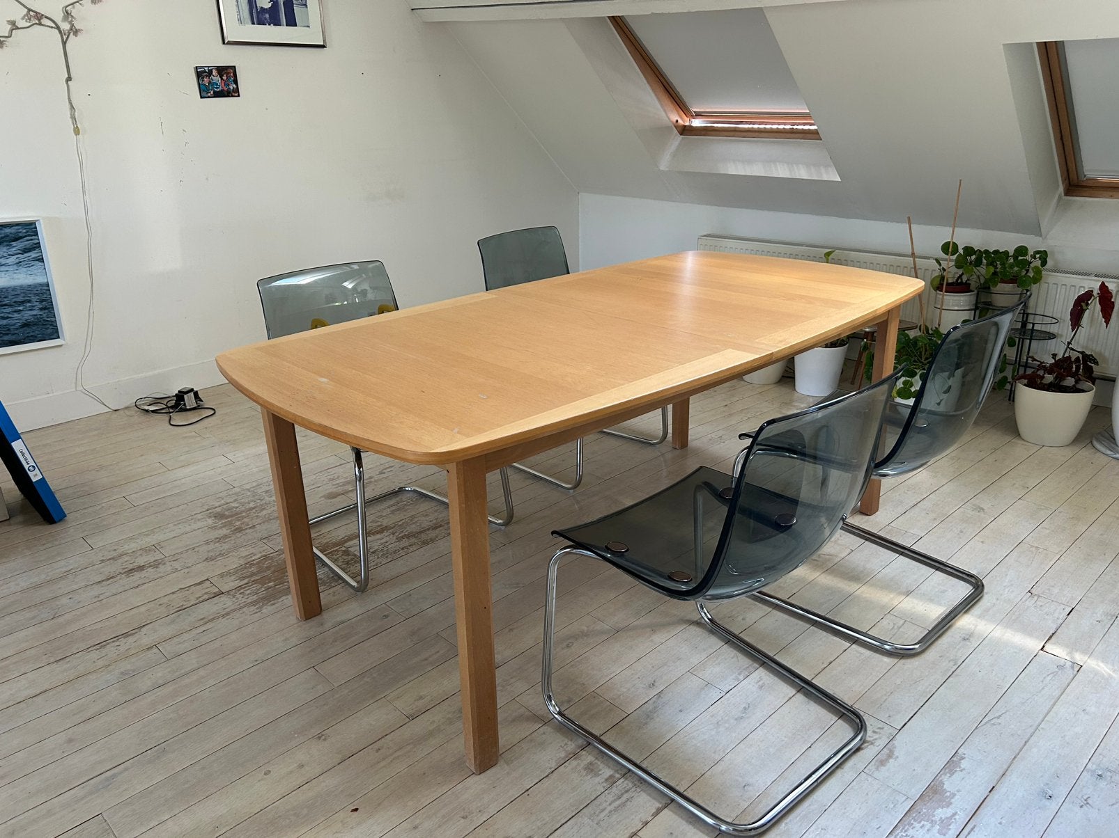 4 chaises de salle à manger IKEA Tobias — gris transparent, Enlèvement, Utilisé, Gris, Synthétique