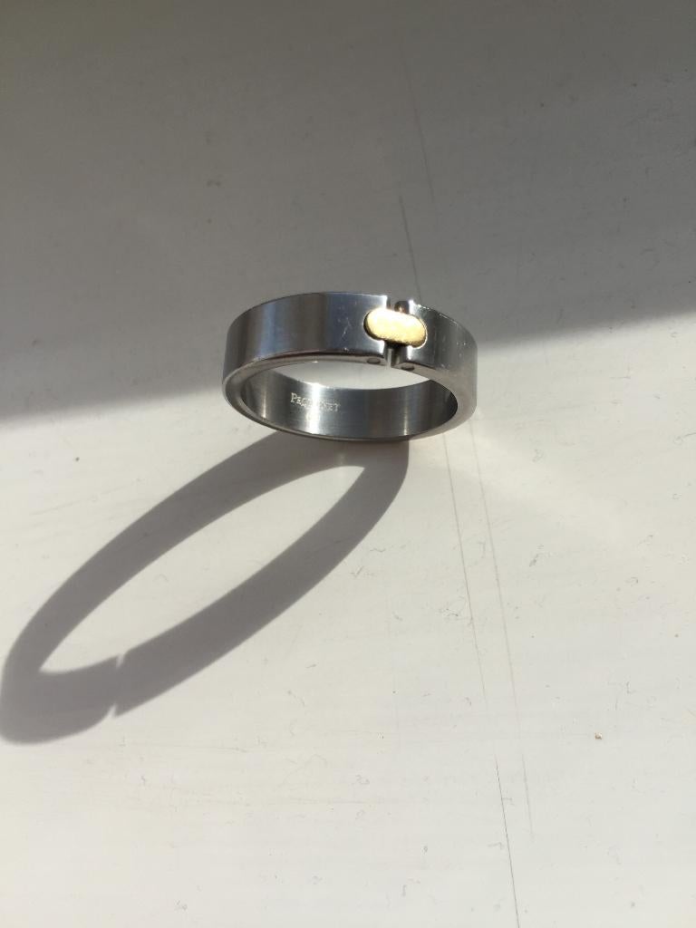 Edelstalen ring /18 k goud, Bijoux, Sacs & Beauté, Bagues, Comme neuf, Femme ou Homme, Autres couleurs, Autres matériaux, Envoi