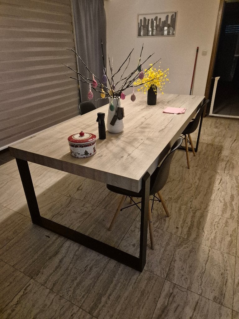 Très grande table de repas avec 8 chaises, Cinq personnes ou plus, Comme neuf, Enlèvement, Rectangulaire