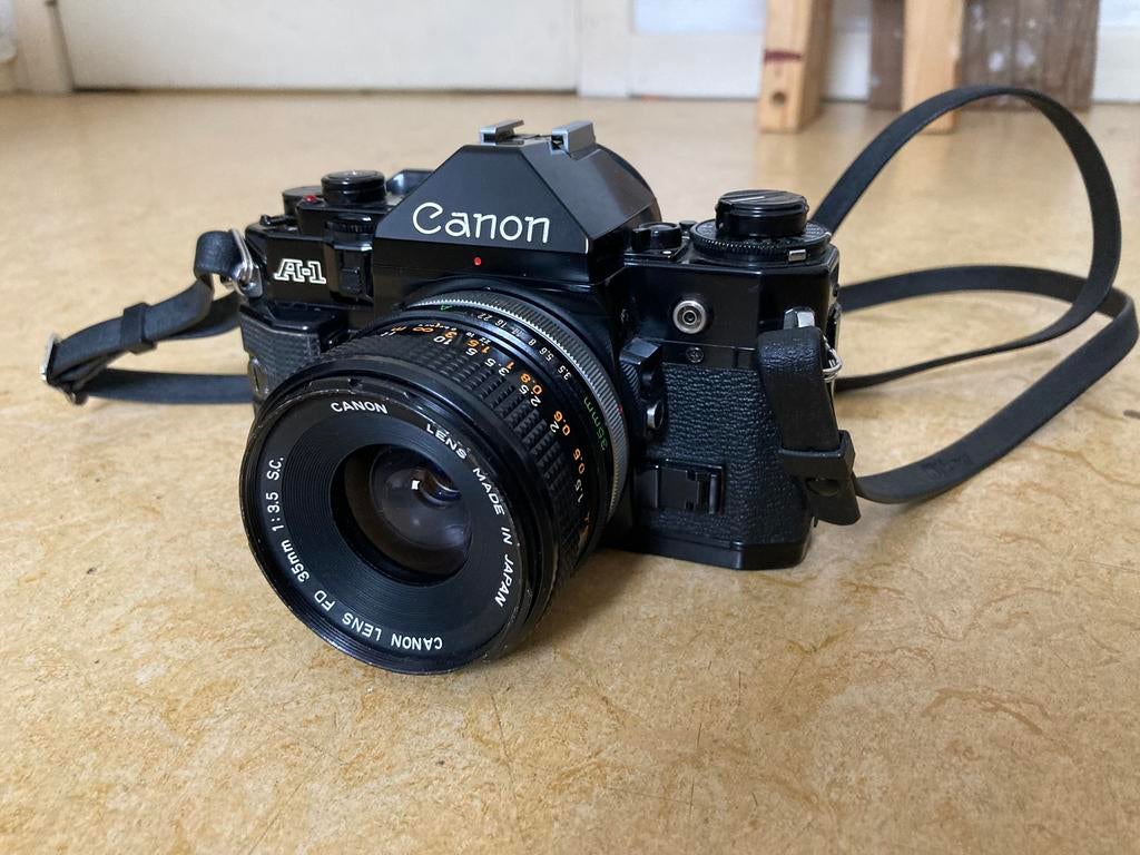 Canon A-1 met Canon FD 35mm, Ophalen of Verzenden, Zo goed als nieuw, Canon