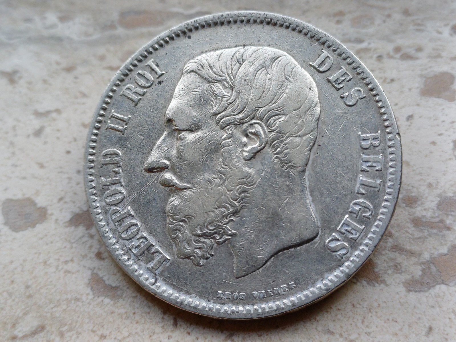 BELGIË 5 FRANK 1869 LEOPOLD II ZILVER, Postzegels en Munten, Zilver, Ophalen of Verzenden, Losse munt, Zilver