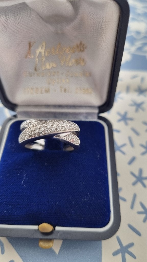 Goudenring Met Diamanten, Ophalen, Wit, Zo goed als nieuw, Met edelsteen