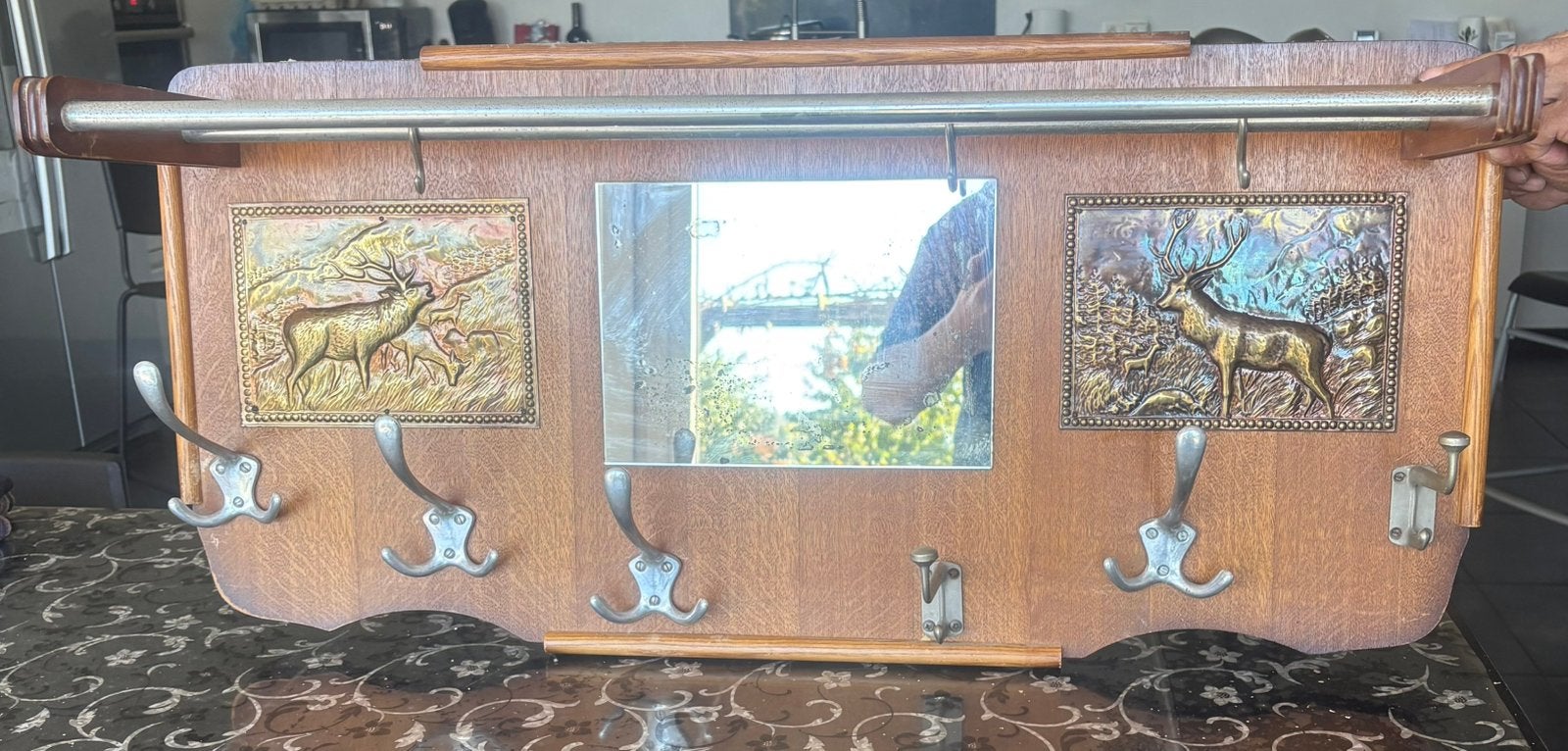 Ancien Portemanteau Vestiaire Vintage – Cuivre relief, Moins de 100 cm, Portemanteau mural, Enlèvement, Utilisé