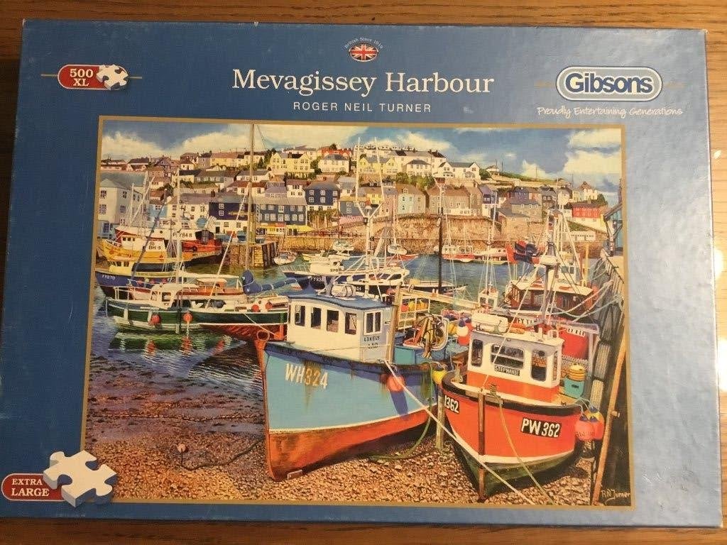 Puzzel Gibsons 500 XL stukjes Mevagissey Harbour, Ophalen of Verzenden, 500 t/m 1500 stukjes, Gebruikt, Legpuzzel