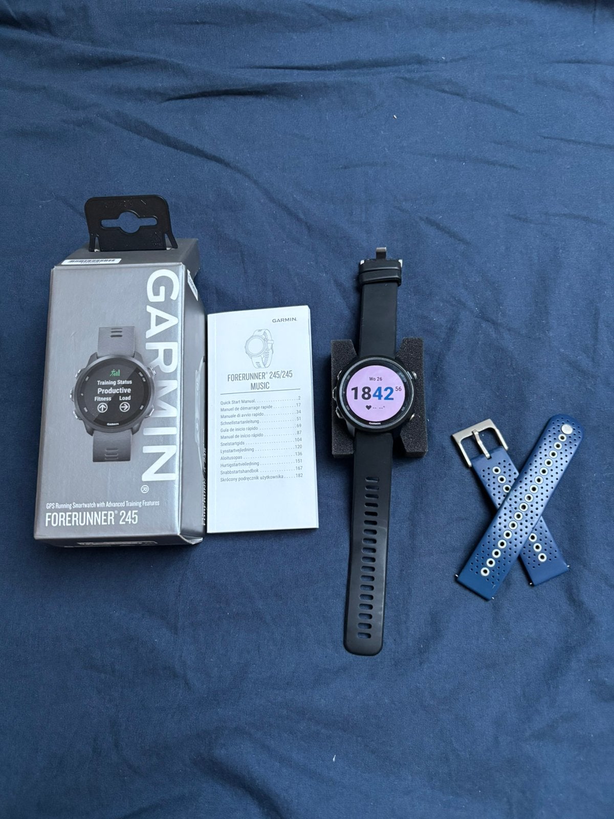 Garmin forerunner 245 + extra bandje, Ophalen of Verzenden, Zo goed als nieuw, Zwart