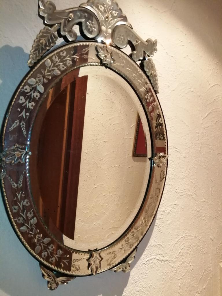 Grand miroir vintage en verre de Murano 75cmx47cm, Antiquités & Art, Enlèvement