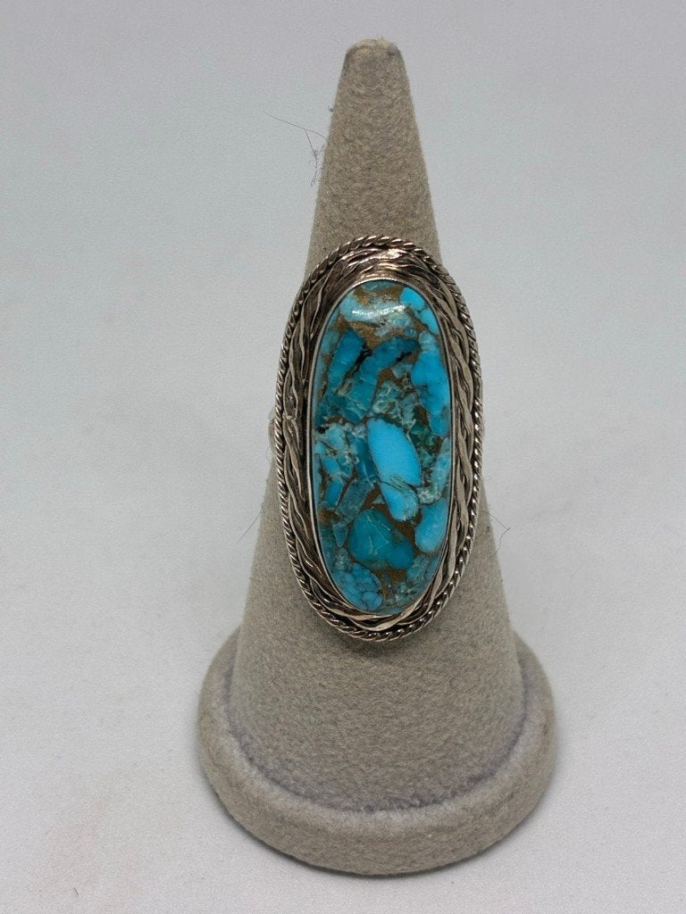 Zilveren 925 ring met turkoois steen, maat 19, Bijoux, Sacs & Beauté, Enlèvement ou Envoi, Comme neuf, Gris, Femme ou Homme