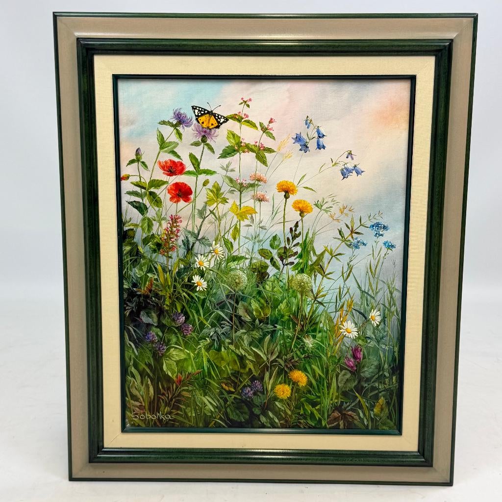 Olieverf op doek “Van bloem tot bloem” van Vera Sobotoka, Ophalen of Verzenden