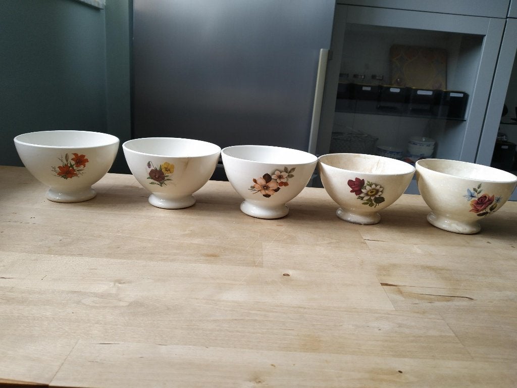 5 BOCH kommen met bloemenmotief, Ophalen of Verzenden
