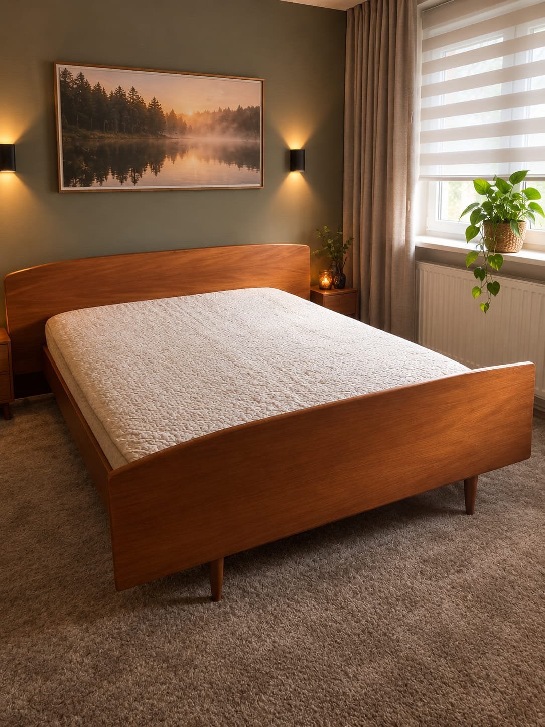 Vintage Bed, Huis en Inrichting, Slaapkamer | Bedden, Ophalen, Gebruikt, 140 cm, Twijfelaar