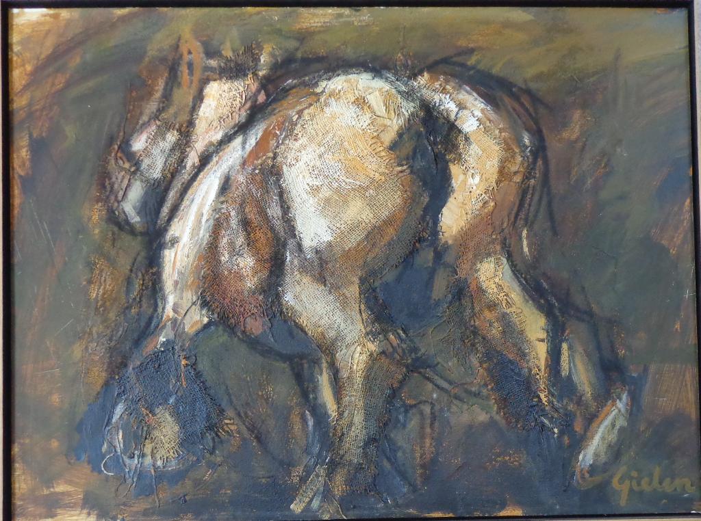 GIELEN / BRABANTS TREKPAARD / OLIEVERF / 82x108cm / KADER, Enlèvement
