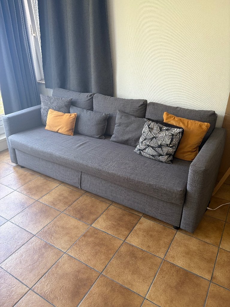 Canapé-lit IKEA 3 places convertibles en tissu gris foncé, Trois personnes, Banc droit, Comme neuf, Enlèvement