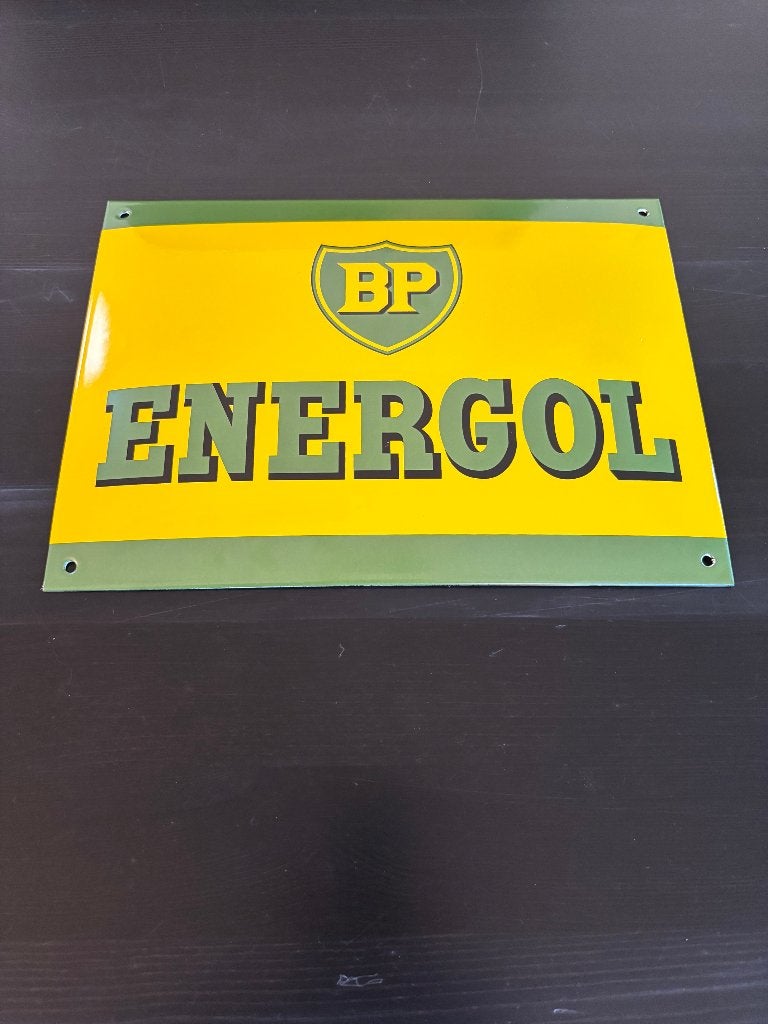 BP ENERGOL real porcelain-enamel sign, Neuf, Jaune, Métal, Vintage