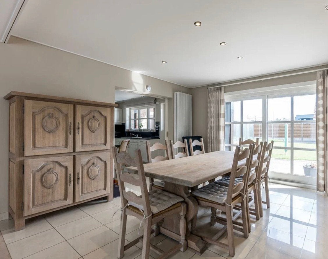 Eiken kloostertafel gezandstraald, Huis en Inrichting, Ophalen, Zo goed als nieuw
