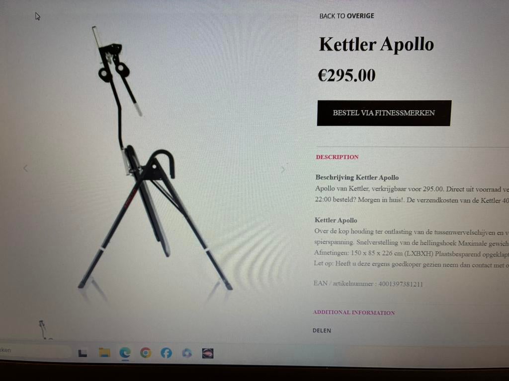 Kettler Apollo rugstrekker, Ophalen, Zo goed als nieuw