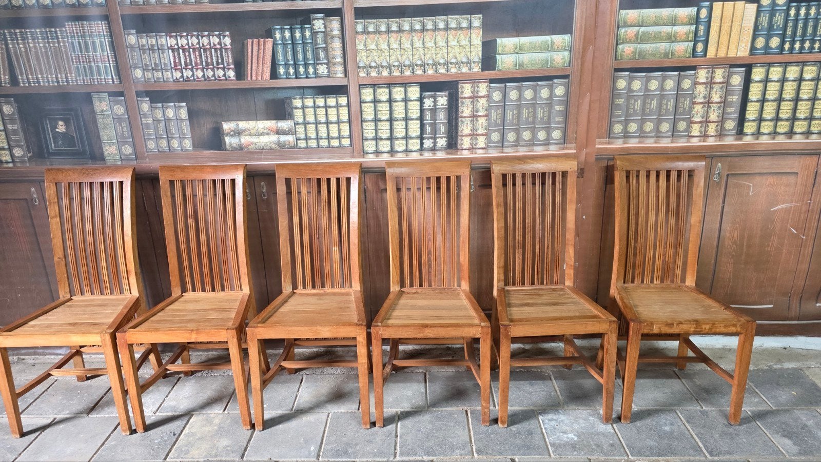 6 eetkamerstoelen teakhout, Enlèvement, Utilisé, Bois, Cinq, Six Chaises ou plus