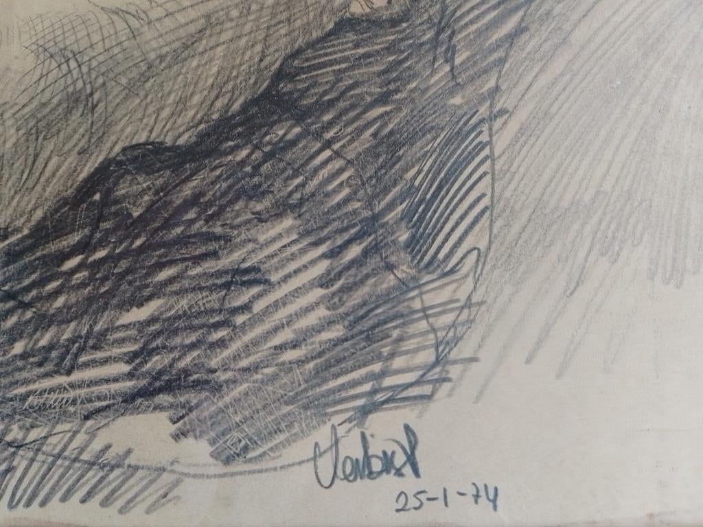 Maurits Verbist  1913 - 1984   Tekening  Liggend Naakt, Verzenden