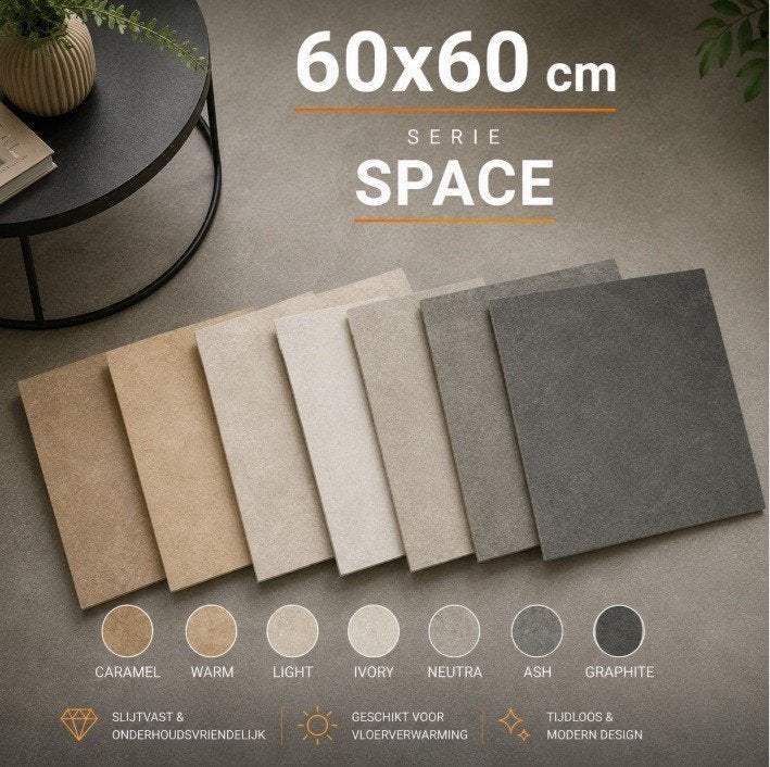 60x60 cm betonlook tegels in 7 populaire kleuren € 32,50 m2, Verzenden