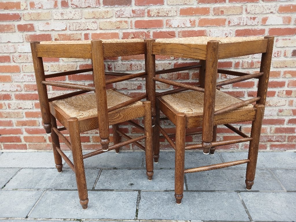Lot de quatre tabourets en chêne, Maison & Meubles, Enlèvement, Utilisé, Bois