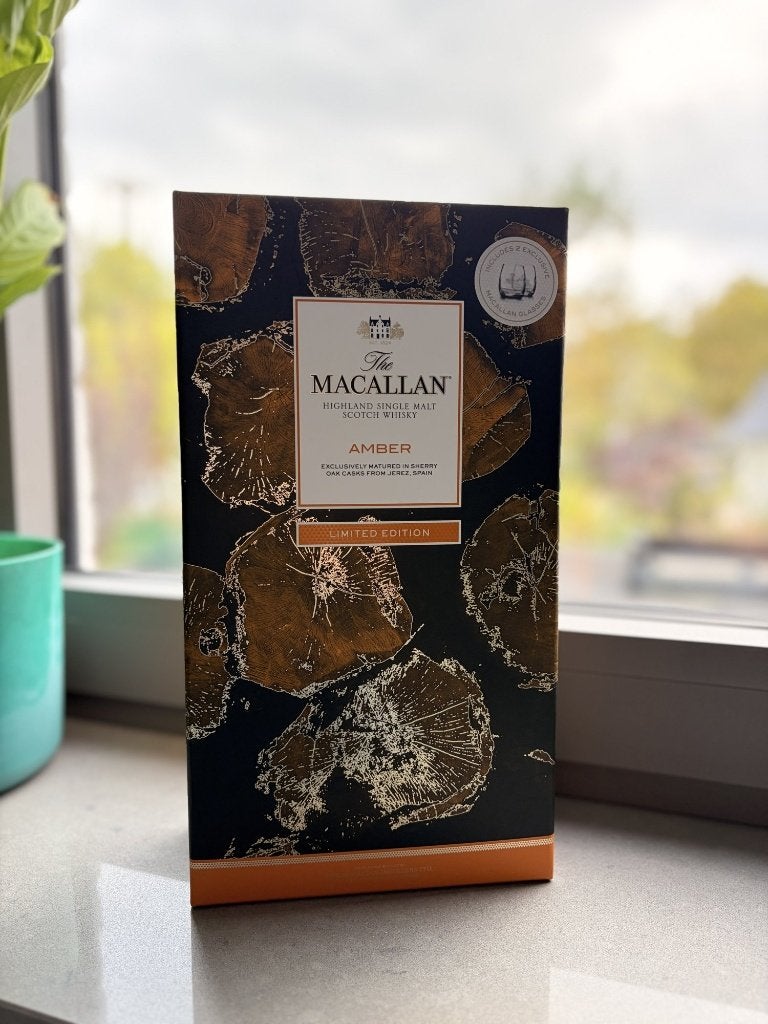 Macallan Amber 1824 Series Gift Set met 2 glazen 70cl 40%, Verzamelen, Ophalen of Verzenden, Nieuw, Overige typen