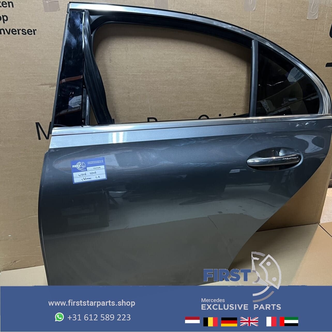 W206 LIMOUSINE C KLASSE DEUR PORTIER GRIJS COMPLEET LINKSACH, Auto-onderdelen, Gebruikt, -, Deur, Ophalen of Verzenden