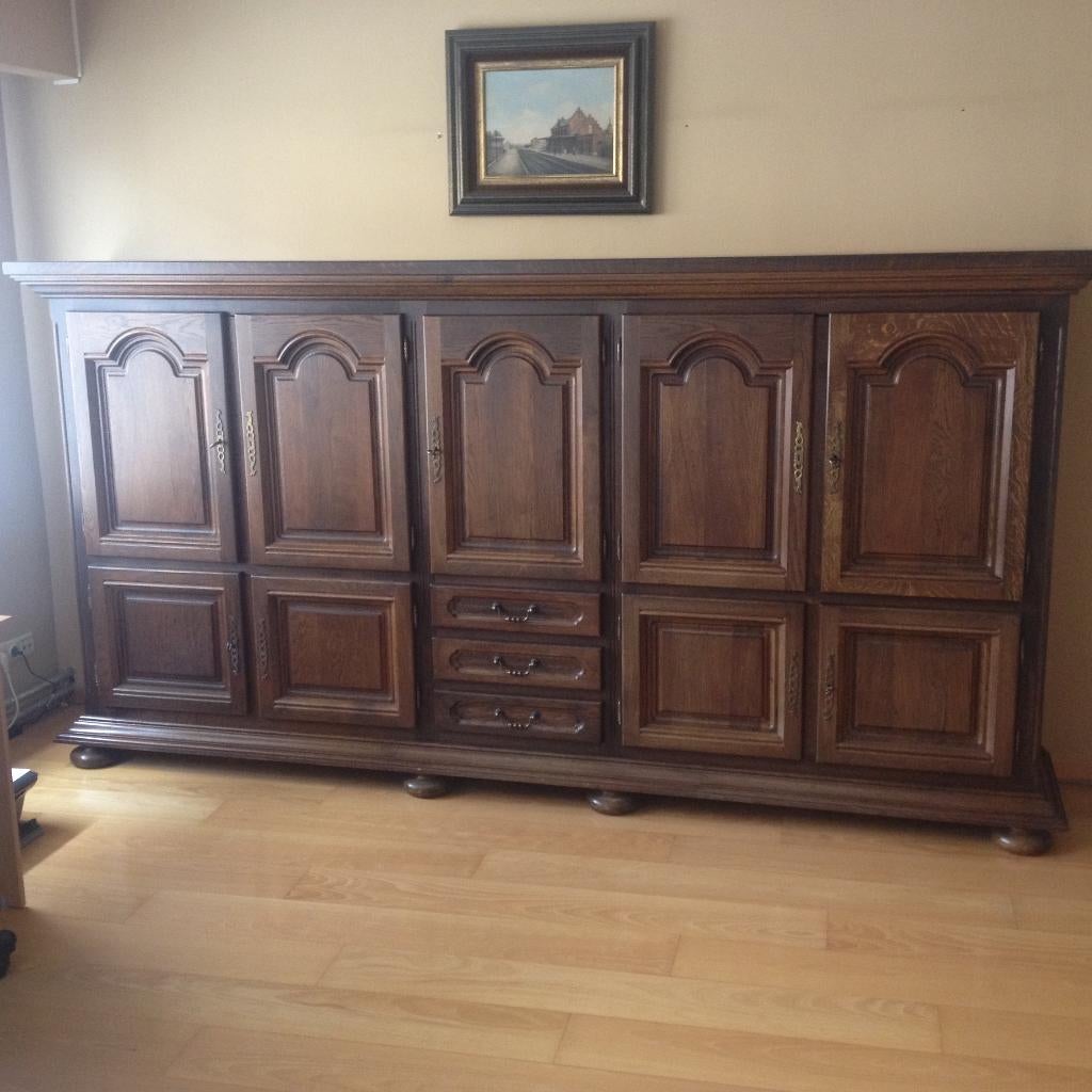 Mooie stijlvolle eiken Tv/barkast + hoge dressoir, Ophalen