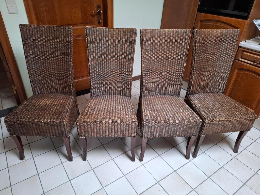 stoelen, Osier ou Rotin, Brun, Enlèvement, Cinq, Six Chaises ou plus