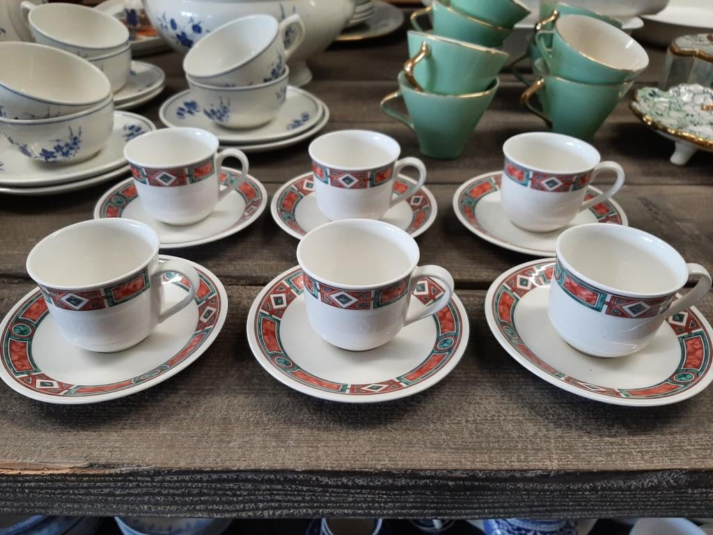 6 tasses à moka + sous-tasses Villeroy et Boch Décor Rialto, Enlèvement ou Envoi, Neuf