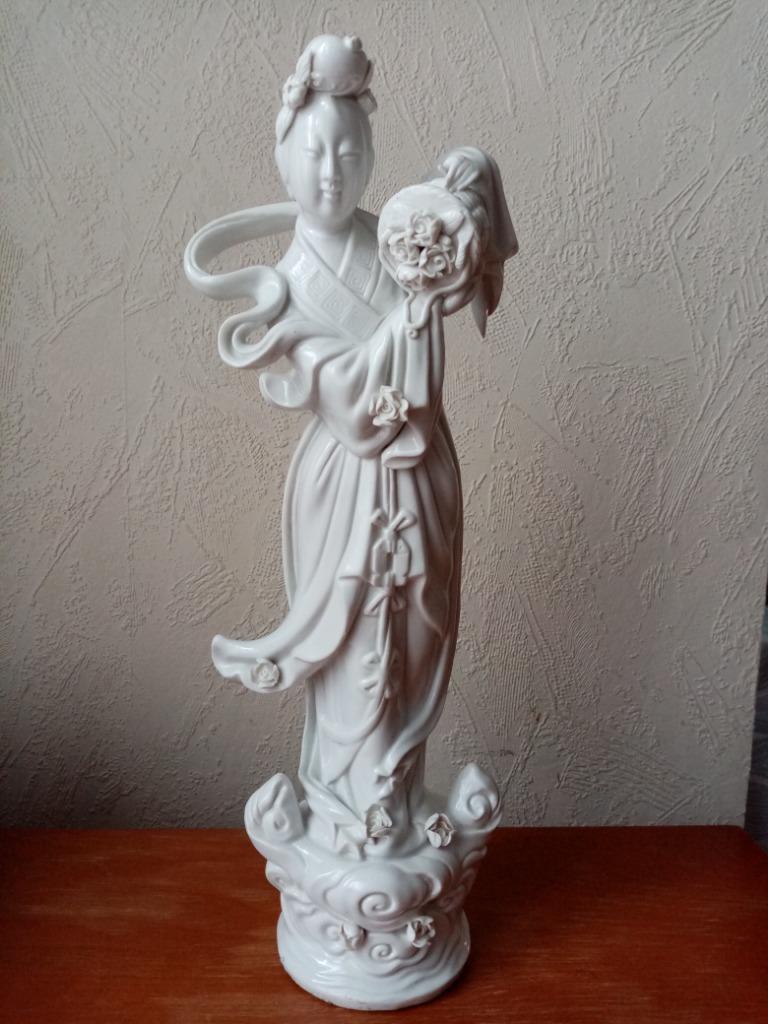 Guanyin wit porseleinen beeldje uit China/Dehua 70s 36cm, Antiek en Kunst, Ophalen of Verzenden