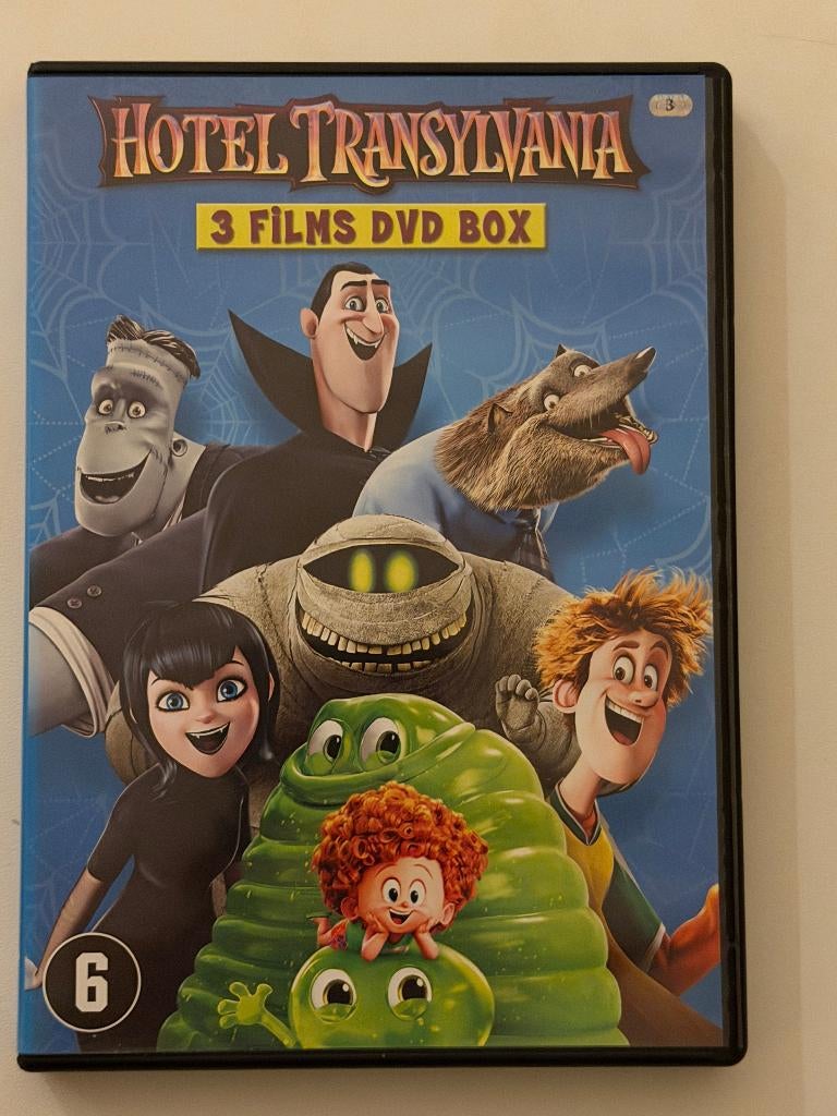 Hotel Transylvania 1 + 2 + 3 (3 films in 1 box), Cd's en Dvd's, Gebruikt, Tekenfilm, Amerikaans, Ophalen of Verzenden